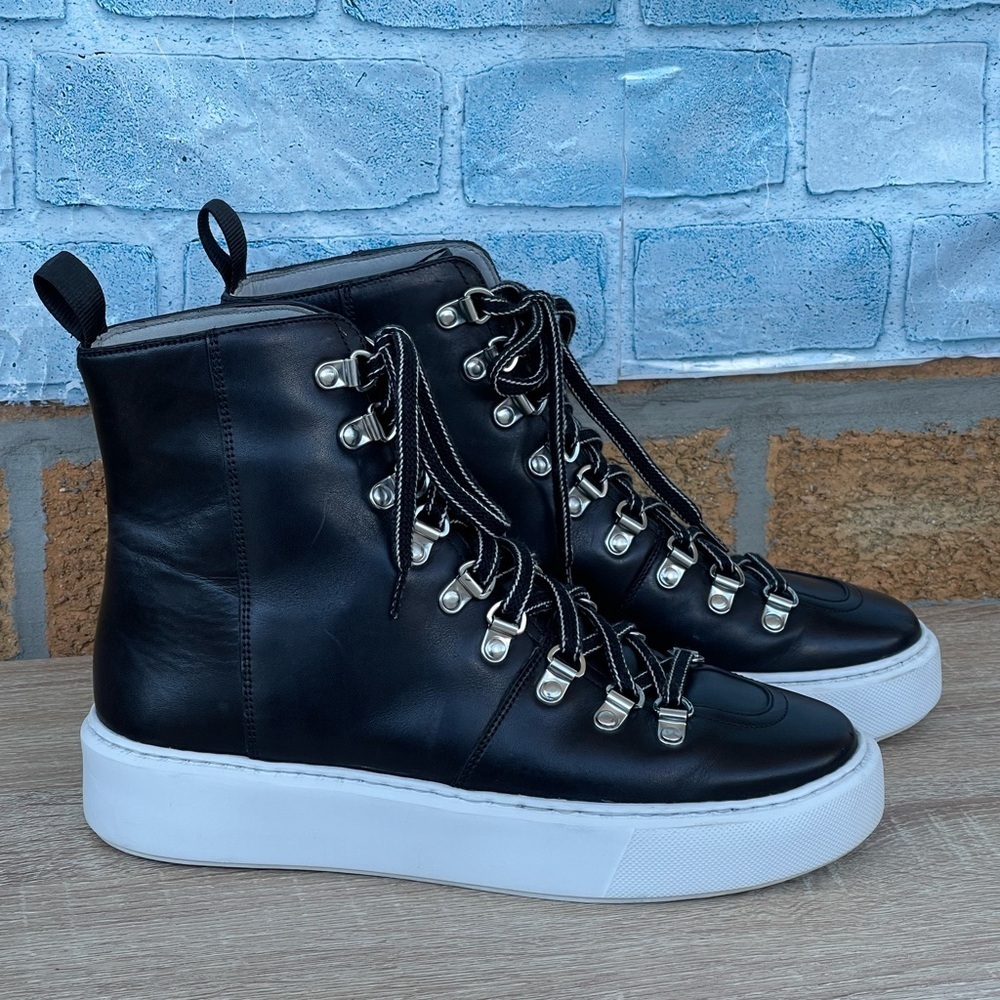 Grenson black Calf Leather Hi-top Sneakers unisex size 5/7